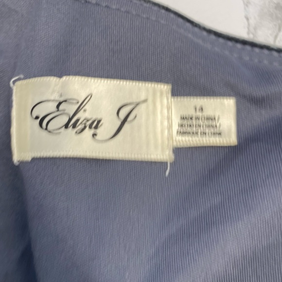 Eliza J Charcoal Gray One Sleeve Bussle Dress Size 14 Perfect for NYE - Picture 10 of 14